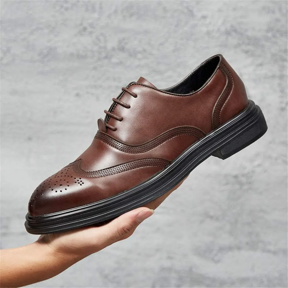 Men's Business Oxford Casual Fashion Retro Brush Color Classic Outsole Brogue Shoes