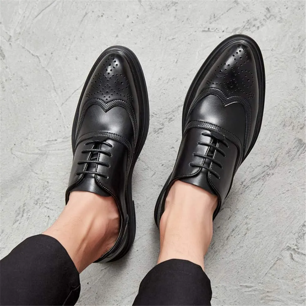 Men's Business Oxford Casual Fashion Retro Brush Color Classic Outsole Brogue Shoes