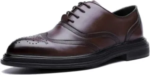 Men's Business Oxford Casual Fashion Retro Brush Color Classic Outsole Brogue Shoes