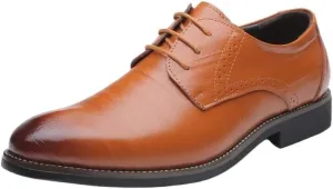 Men's Classic Retro Brogue Shoes, Patent Leather Lace-Up Dress Shoes, Business Oxfords for Office, Wedding, Party, Formal Occasions