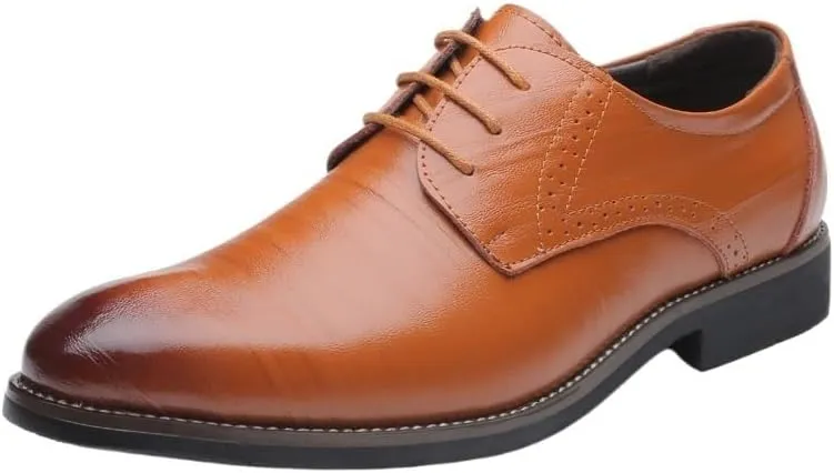 Men's Classic Retro Brogue Shoes, Patent Leather Lace-Up Dress Shoes, Business Oxfords for Office, Wedding, Party, Formal Occasions