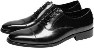 Men's Dress Cap Toe Shoes Genuine Leather Wingtip Brogue Oxford Formal Shoes for Men Business Derby Shoes Non-Slip Rubber Soft Sole Lace-ups