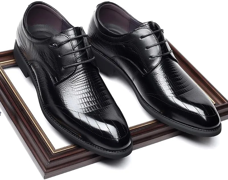 Men's Dress Shoes Business Classic Lace Up Wingtip Formal Oxford Shoes Mens Tuxedo Shoes