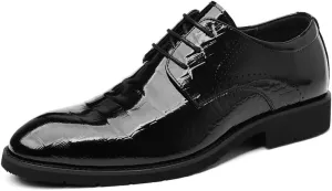 Men's Fashion Dress Shoes Mens Classic Formal Business Leather Oxford Shoes Wingtip Retro Brogue Shoes for Men(8)