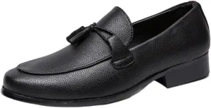 Men's Formal Dress Shoes Oxford Leather Business Loafers Round Toe Non Slip Comfortable Slip-On Shoes for Wedding Office Workwear