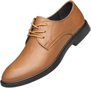 Men's Leather Oxfords Lace Up Business Formal Derby Shoes Lightweight Sneakers Fashion Wingtip Brogue Shoes(8)