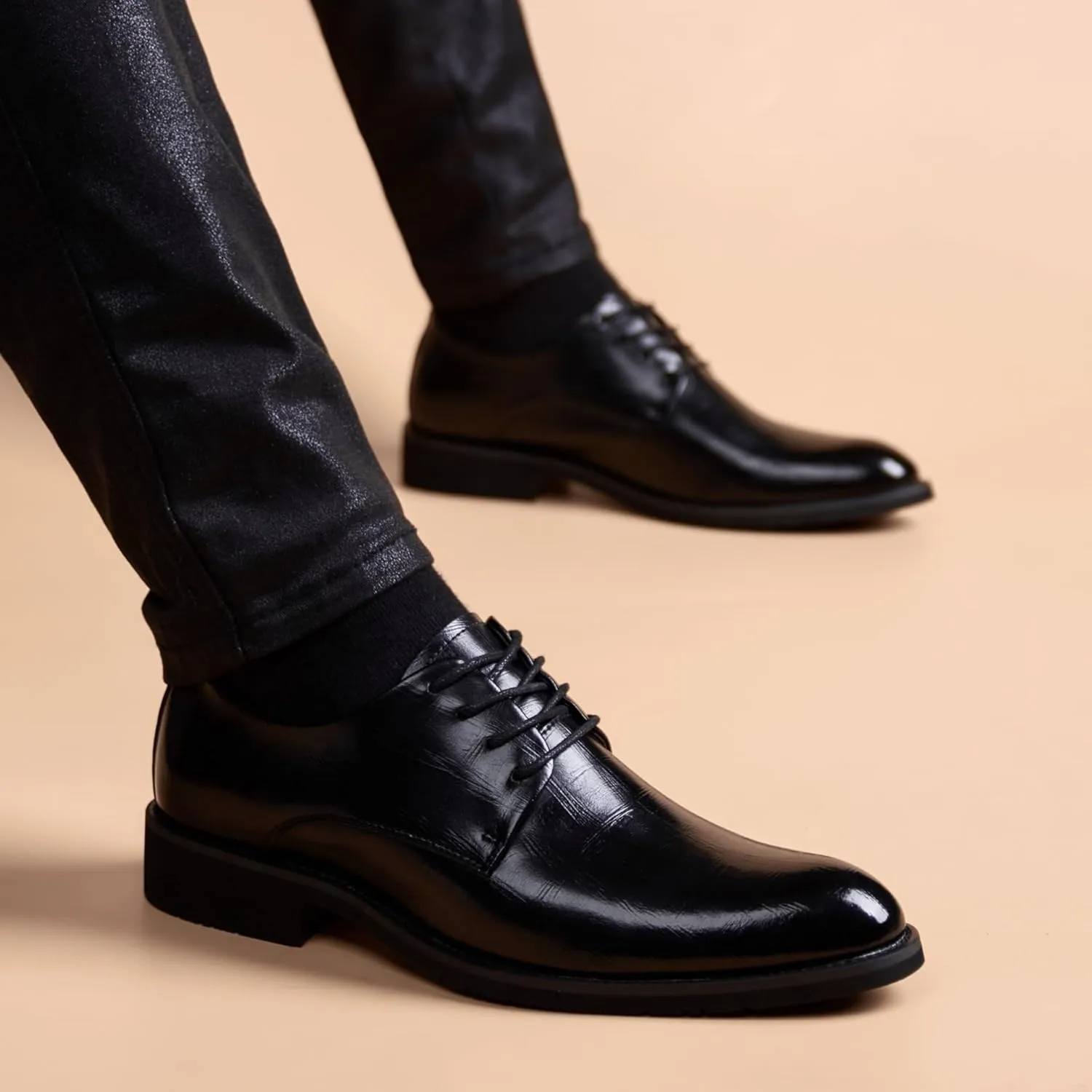 Men's Leather Oxfords Shoes Mens Pointed Toe Dress Shoes Classic Formal Business Brogue Shoes for Men(6.5)