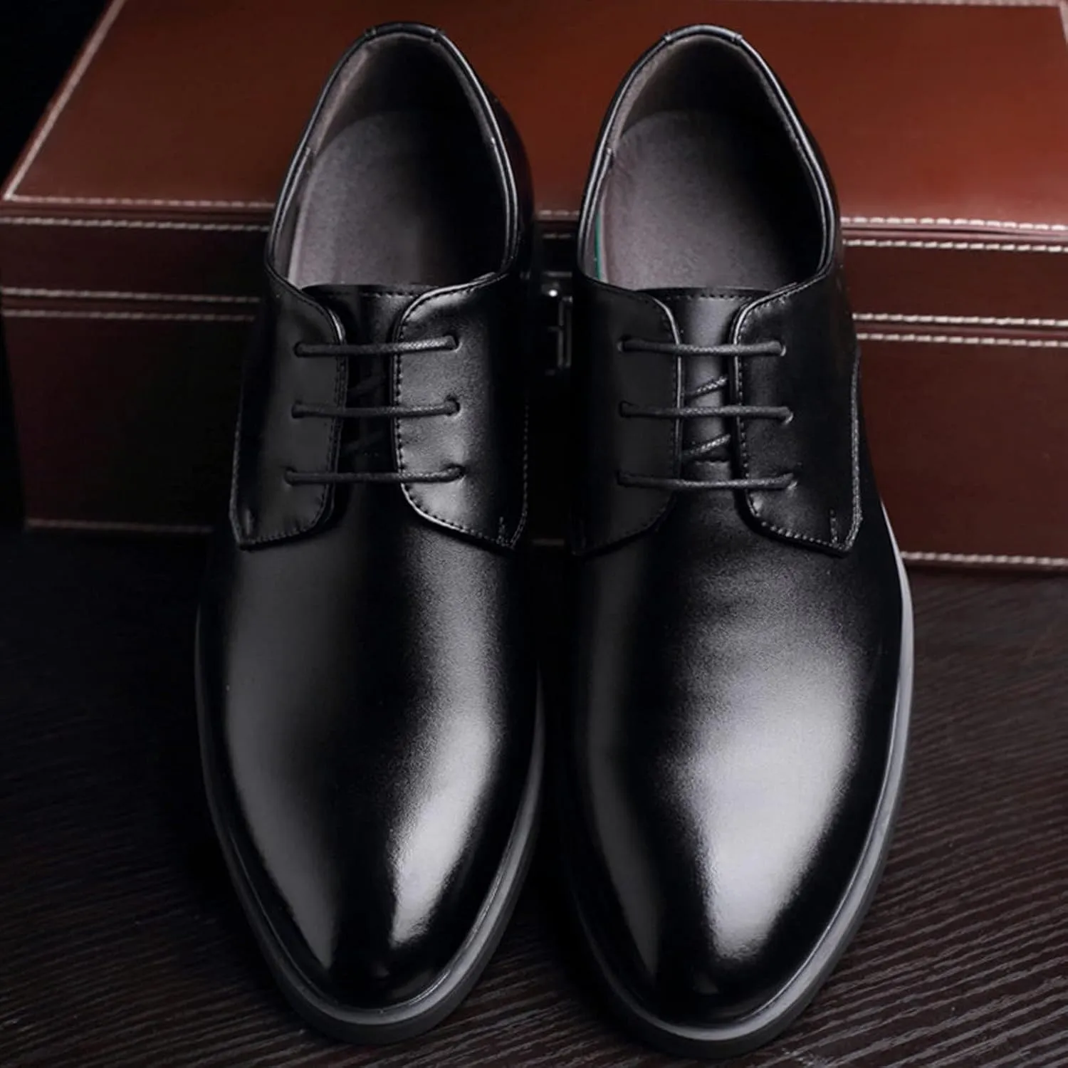 Men's Oxfords Fashion Leather Lace Up Comfortable Cushioned Formal Classic Dress Business Brogue Shoes