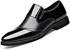 Men's Patent Leather Formal Business Oxford Shoes Mens Fashion Classic Pointed Toe Slip On Low Top Dress Shoes Non-Slip Softsole Walking Shoes