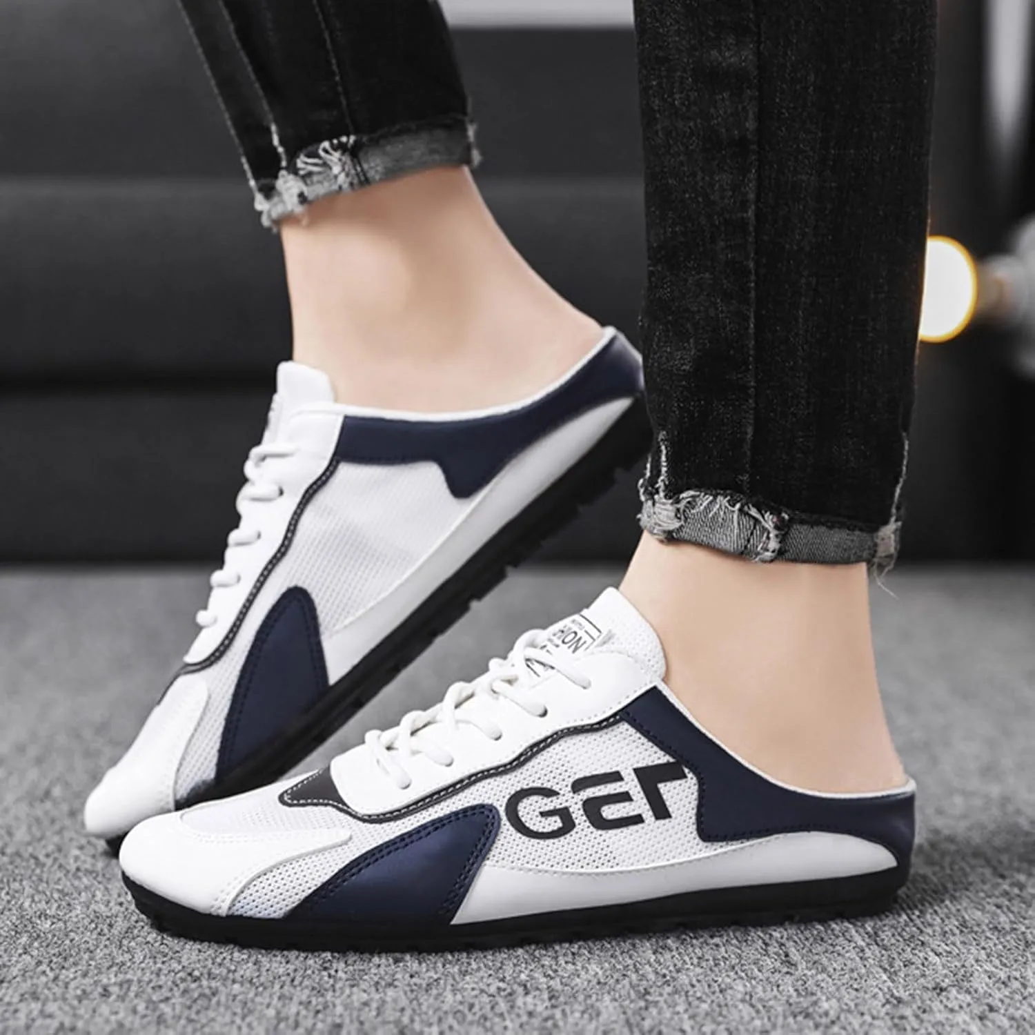 Mens Slip On New Spring Men's Shoes All Casual Shoes Lazy Slip Ons and Half Slippers