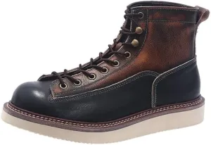 Men's Workwear High-top Board Shoes Brushed Color Design Lace-up Oxford Boots Suitable For Daily Work And School Soft Sole Versatile Casual
