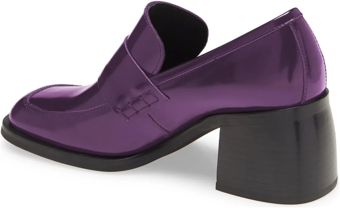 Milooey shoes Women's Platform Chunky Loafers Fashion Mid Heel Penny Loafers Slip On Square Toe Casual Business Work Shoes Size 4-16 Us