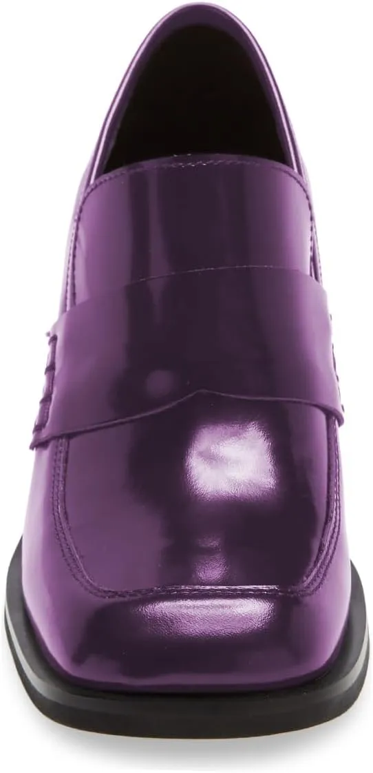 Milooey shoes Women's Platform Chunky Loafers Fashion Mid Heel Penny Loafers Slip On Square Toe Casual Business Work Shoes Size 4-16 Us