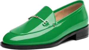 MODENCOCO Womens Loafers Shoes Platform Chunky Low Heel Penny Loafer Comfortable Patent Slip On Work Office Business Casual Fall Dress Shoes Size 12.5