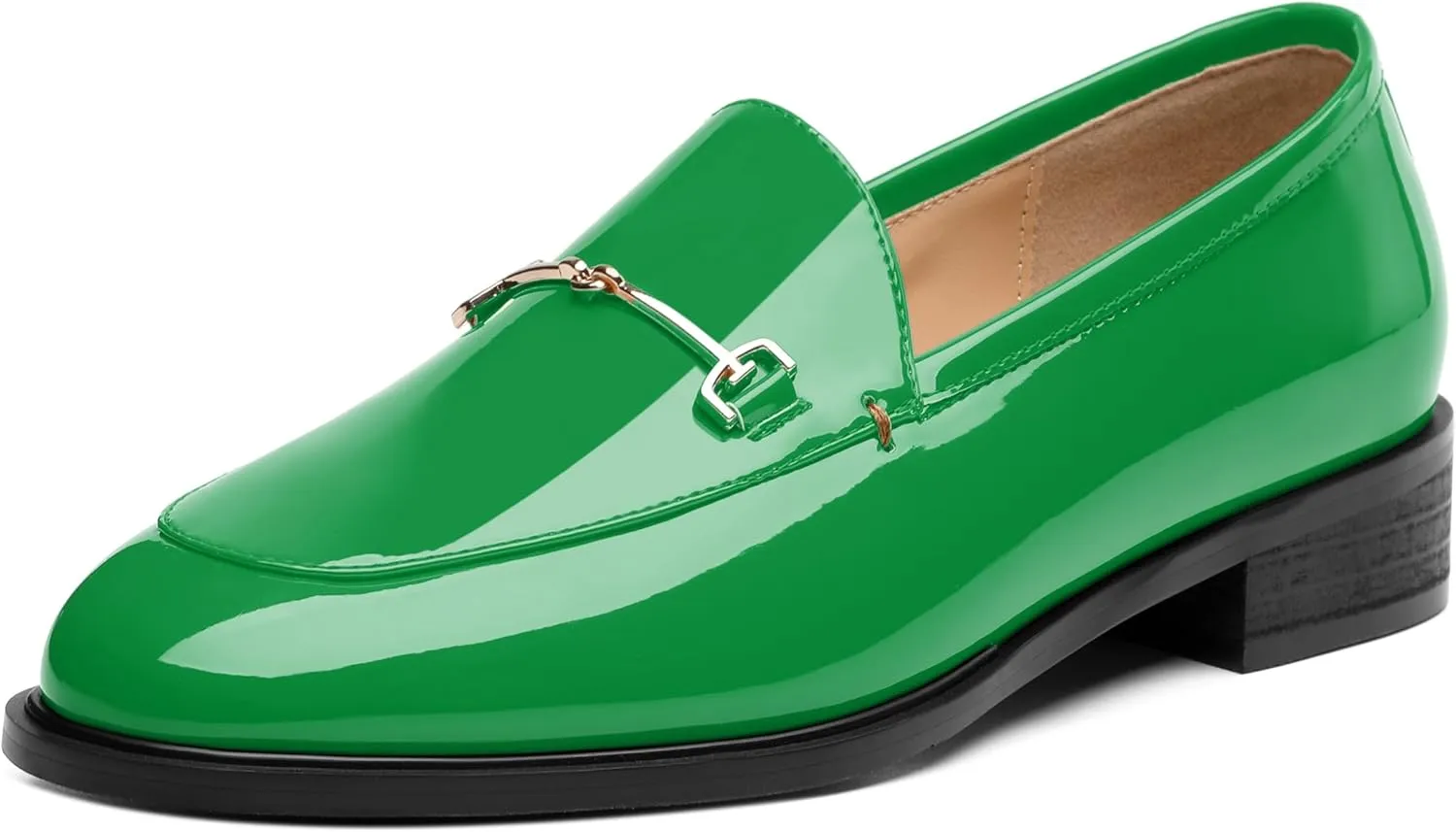 MODENCOCO Womens Loafers Shoes Platform Chunky Low Heel Penny Loafer Comfortable Patent Slip On Work Office Business Casual Fall Dress Shoes Size 12.5