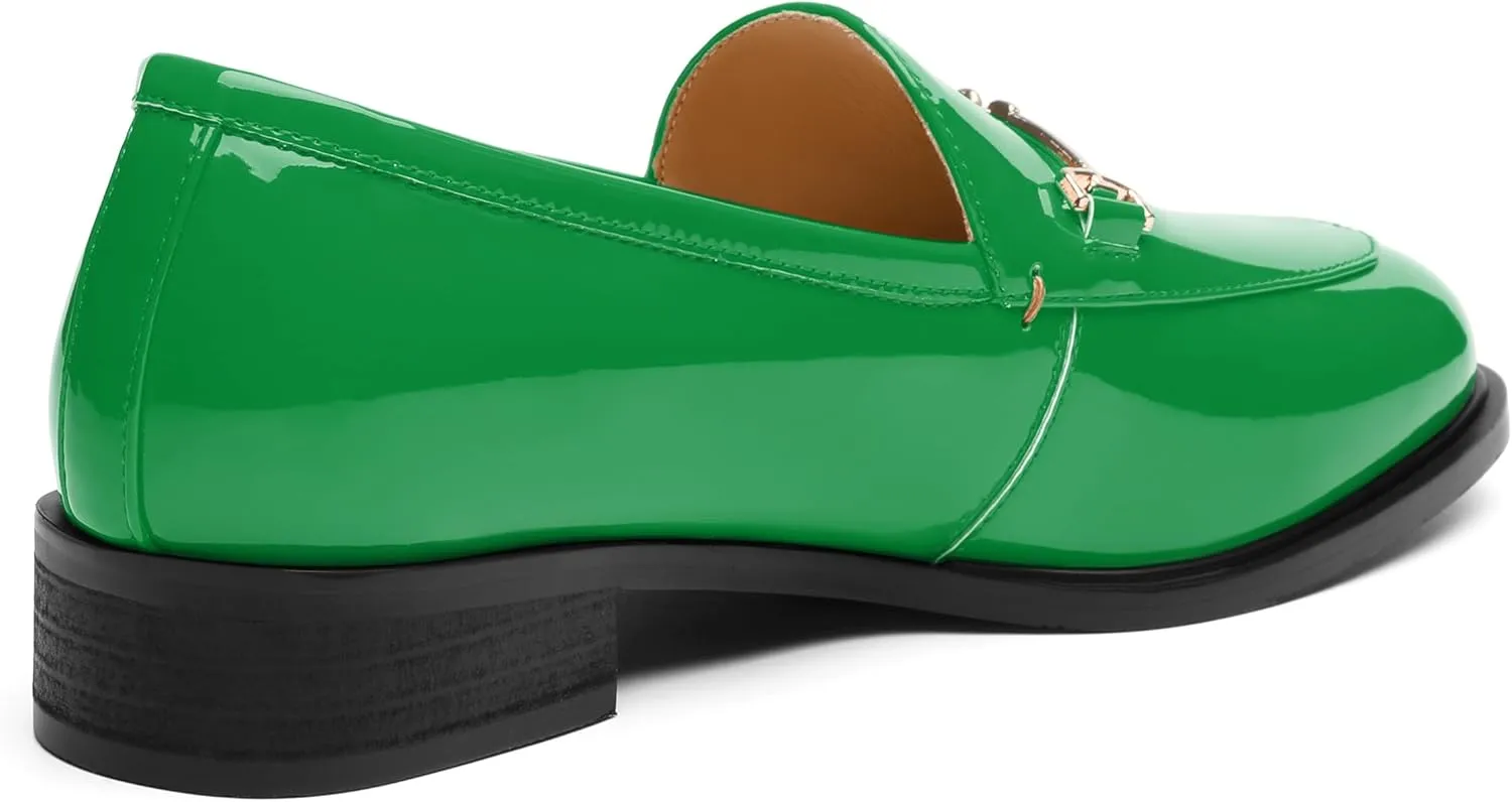 MODENCOCO Womens Loafers Shoes Platform Chunky Low Heel Penny Loafer Comfortable Patent Slip On Work Office Business Casual Fall Dress Shoes Size 12.5