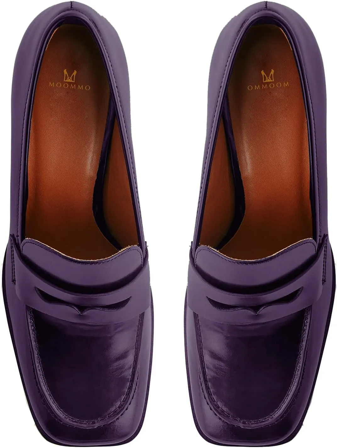 MOOMMO Women Chunky Block High Heel Pumps Square Toe Slip On Loafer Pumps Matte Classic 3 inch High Thick Heel Penny Loafers Oxford Dress Shoes Office Ladies Business Formal Basic 4-11 M US
