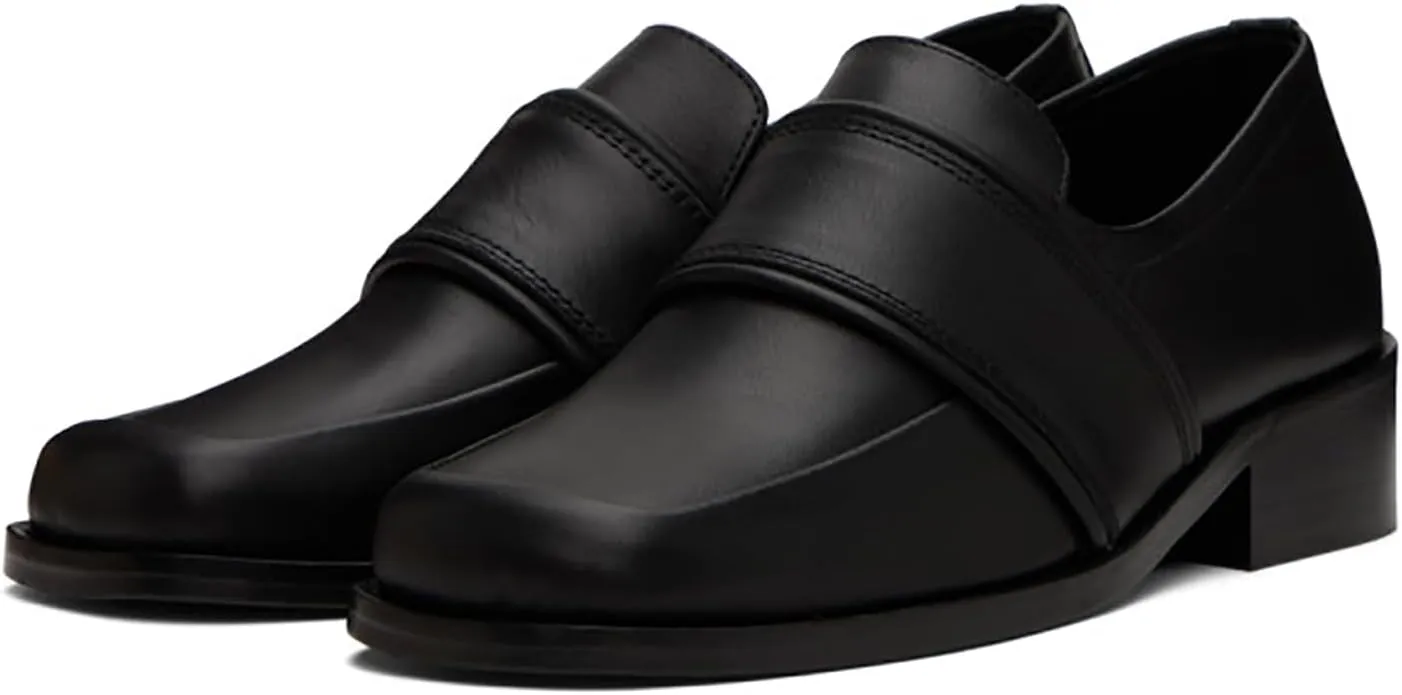 MOOMMO Women Low Chunky Heel Loafer Shoes Matte Square Toe Loafer Pumps Slip On Block Heel Dress Loafers Office Ladies Comfort Penny Loafer Walking Basic Classic Casual 4-11 M US