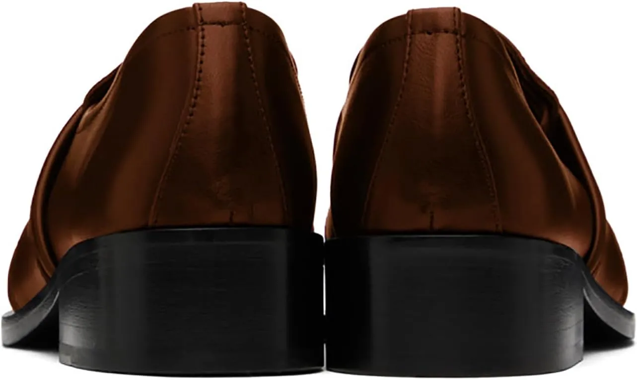 MOOMMO Women Low Chunky Heel Loafer Shoes Matte Square Toe Loafer Pumps Slip On Block Heel Dress Loafers Office Ladies Comfort Penny Loafer Walking Basic Classic Casual 4-11 M US