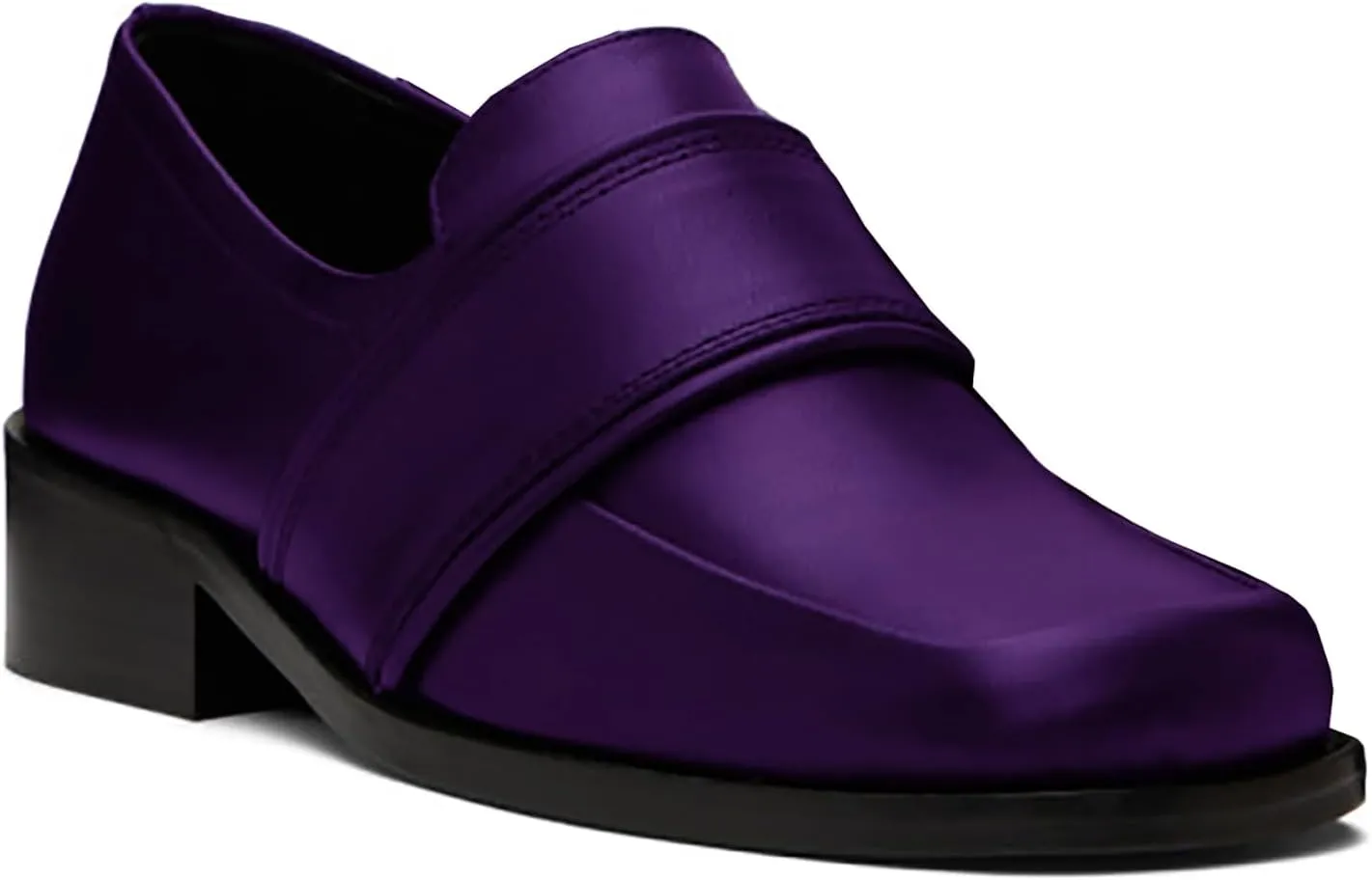 MOOMMO Women Low Chunky Heel Loafer Shoes Matte Square Toe Loafer Pumps Slip On Block Heel Dress Loafers Office Ladies Comfort Penny Loafer Walking Basic Classic Casual 4-11 M US