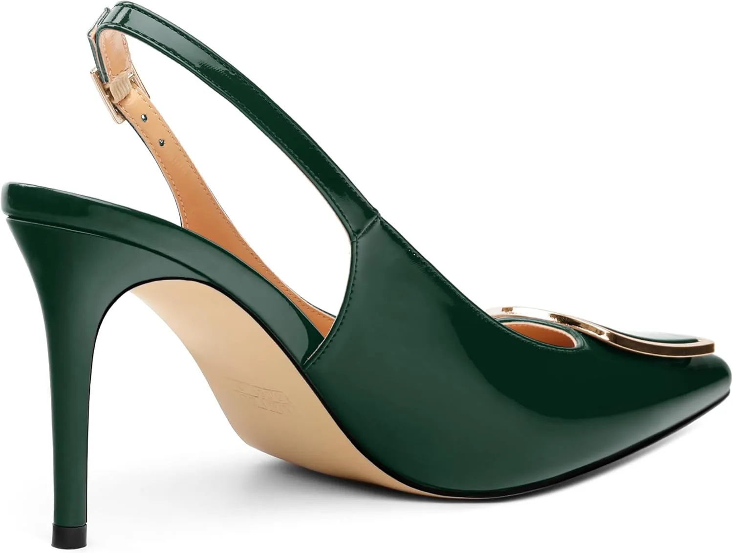MOVINSTEPS Slingback Heels for Women Stiletto Patent Pointed Closed Toe High Heels Wedding Party Club Prom Dress Shoes 3.5 Inches