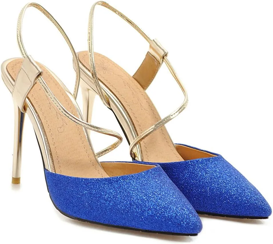 MRKEWUNEY Womens Ankle Strap Stiletto Heels Sandals