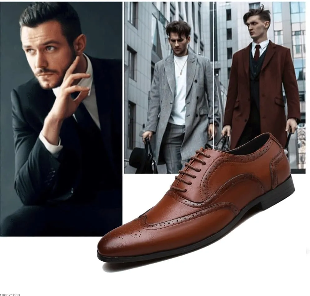 New Formal Leather Shoes for Men Men's Business Casual Leather Shoes Dinner Party Pointy Shoeses Fashion Brogue Men's Shoes