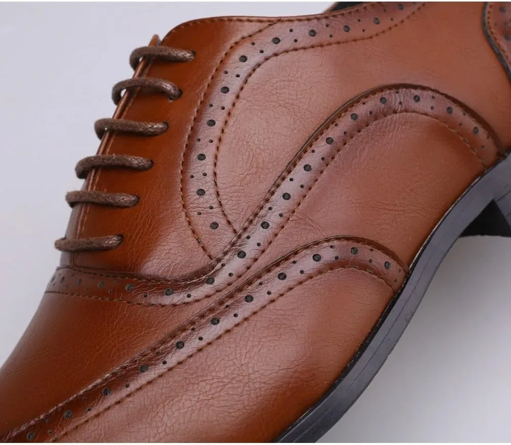 New Formal Leather Shoes for Men Men's Business Casual Leather Shoes Dinner Party Pointy Shoeses Fashion Brogue Men's Shoes
