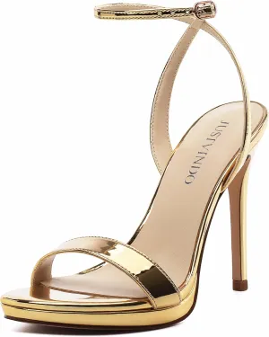 Platform Stiletto High Heels for Women, Open Toe Ankle Strap Sexy Heeled Sandals for Wedding Party Dress