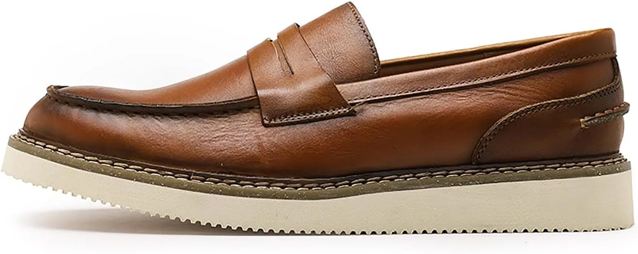 Santimon Men's Loafers Slip-Ons Dress Casual Leather Penny Loafers Fashion Comfortable Boat Walking Shoes for Men