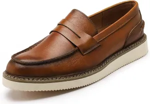 Santimon Men's Loafers Slip-Ons Dress Casual Leather Penny Loafers Fashion Comfortable Boat Walking Shoes for Men