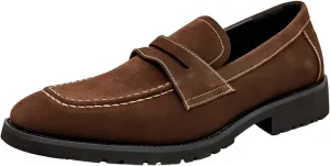 Santimon Men's Suede Penny Loafers Casual Formal Dress Shoes for Men Tuxedo Suit Shoes