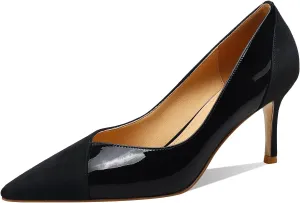 SHODENSE Women Sexy High Heels Stiletto Pumps Pointed Toe Slip On 3" Kitten Heel Dress Shoes Evening Wedding Pump Suede Patent Leather Patchwork Ladies Female Office Party Prom Dance Shoe 4-11 M US