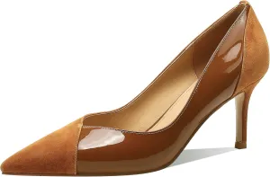 SHODENSE Women Sexy High Heels Stiletto Pumps Pointed Toe Slip On 3" Kitten Heel Dress Shoes Evening Wedding Pump Suede Patent Leather Patchwork Ladies Female Office Party Prom Dance Shoe 4-11 M US