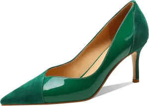 SHODENSE Women Sexy High Heels Stiletto Pumps Pointed Toe Slip On 3" Kitten Heel Dress Shoes Evening Wedding Pump Suede Patent Leather Patchwork Ladies Female Office Party Prom Dance Shoe 4-11 M US