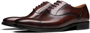 Single Season Dress Formal Shoes for Men Lace Up Cap Toe Square Toe Cowhide Slip Resistant Anti-Slip Low Top Non Slip Wedding Very Popular Among Young People