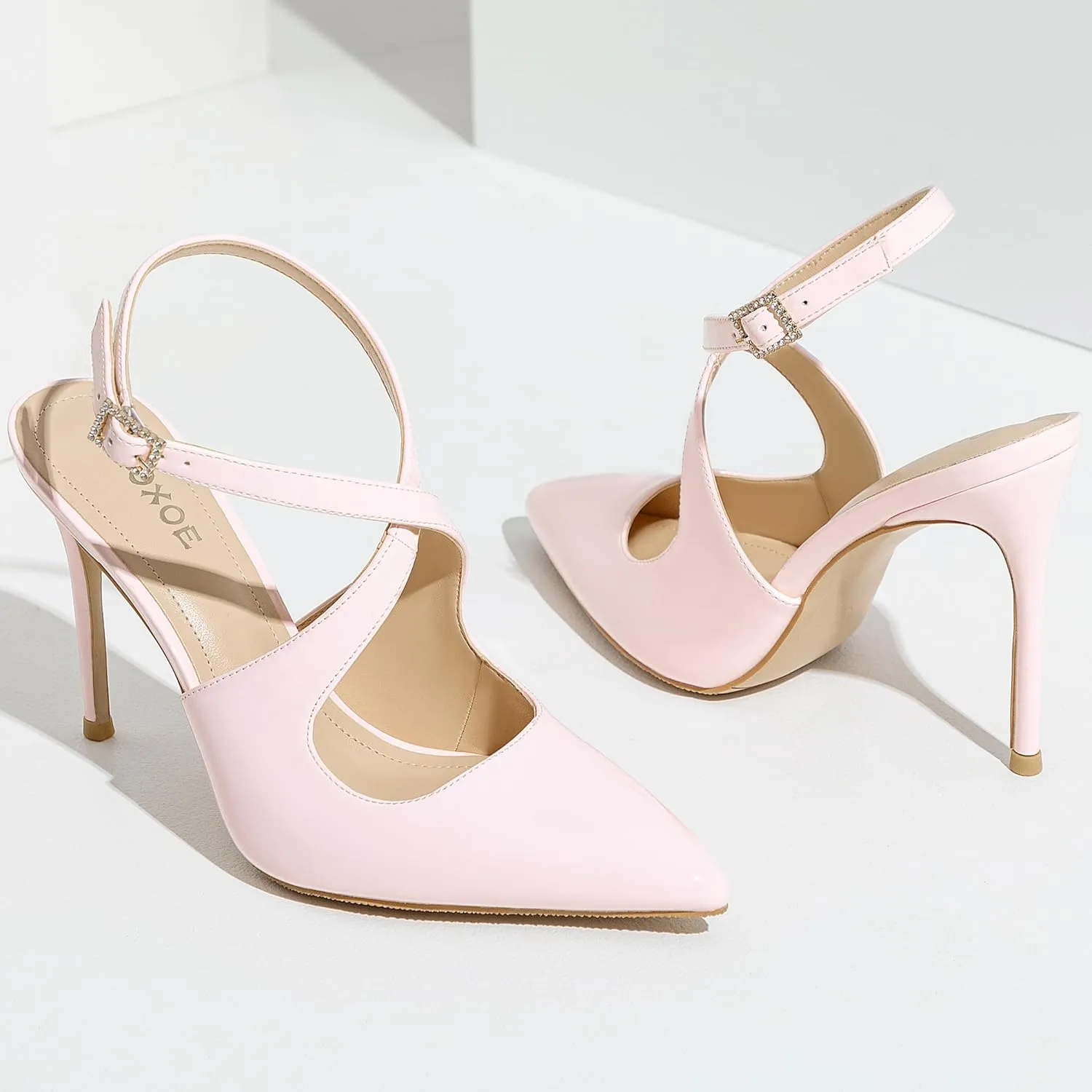Slingback Heels for Women Pointed Closed Toe Stiletto Pumps Cross Strap Kitten Heels Wedding Party Dress Sandals Shoes