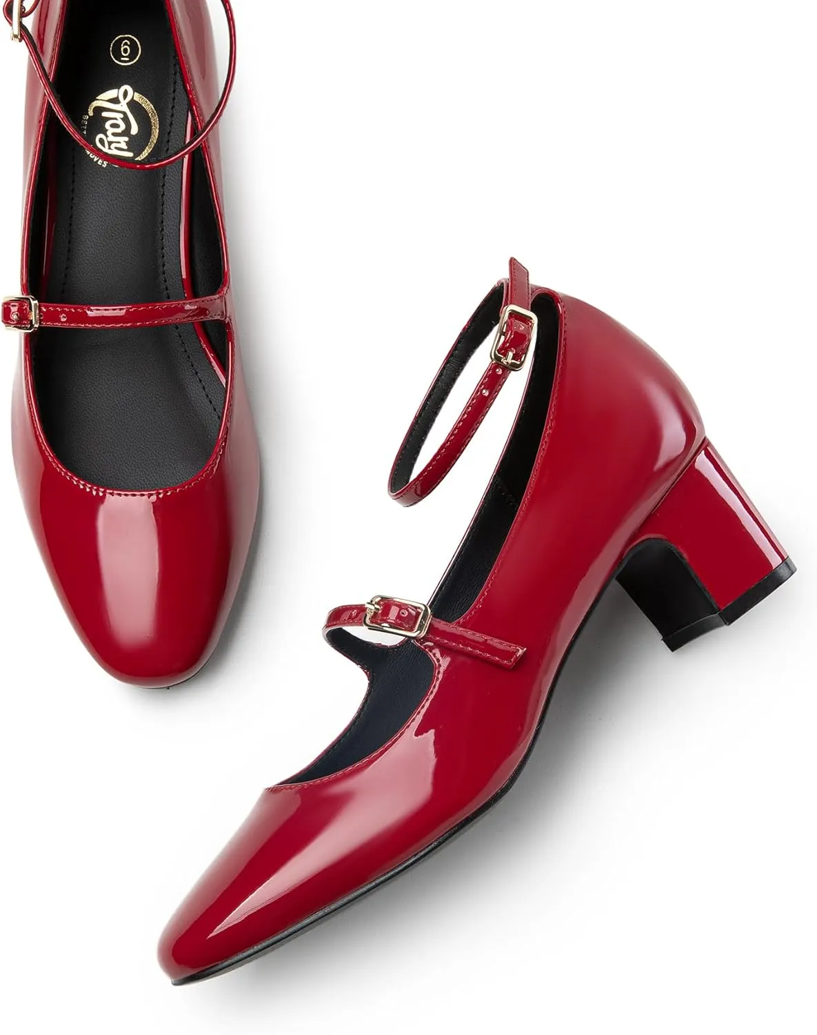 Trary Mary Jane Shoes Women Chunky Block Heels Mary Janes Dress Shoes for Women Close Cap Toe 2.2 Inch Women's Pumps Shoes with Buckle Double Strap Comfy Pumps for Office Party Casual Wedding