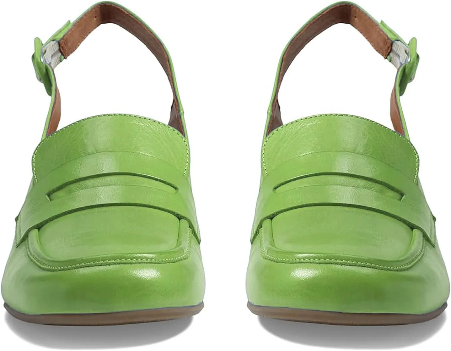Women Slingback Loafers Chunky Heel Square Toe Dress Shoes Slingback 2 inch Mid Block Heel Penny Loafers Slingback Pumps Sandals Buckle Strap Dressy Office Casual Retro Matte 4-11 M US