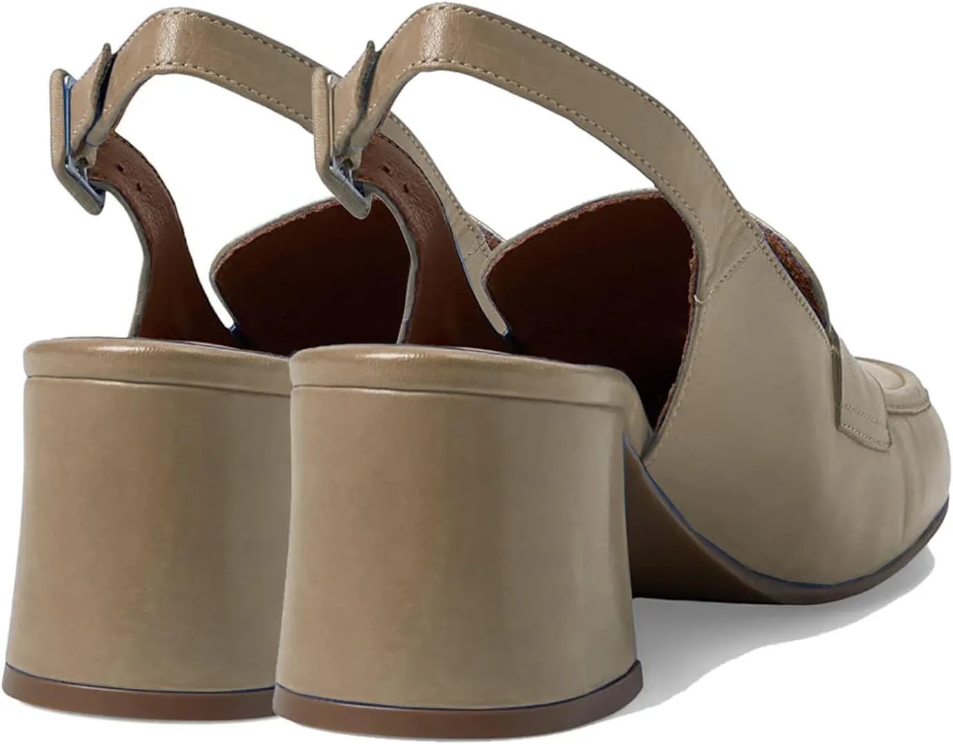 Women Slingback Loafers Chunky Heel Square Toe Dress Shoes Slingback 2 inch Mid Block Heel Penny Loafers Slingback Pumps Sandals Buckle Strap Dressy Office Casual Retro Matte 4-11 M US