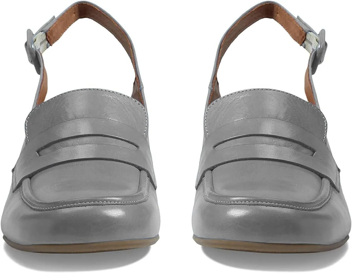 Women Slingback Loafers Chunky Heel Square Toe Dress Shoes Slingback 2 inch Mid Block Heel Penny Loafers Slingback Pumps Sandals Buckle Strap Dressy Office Casual Retro Matte 4-11 M US