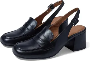 Women Slingback Loafers Chunky Heel Square Toe Dress Shoes Slingback 2 inch Mid Block Heel Penny Loafers Slingback Pumps Sandals Buckle Strap Dressy Office Casual Retro Matte 4-11 M US