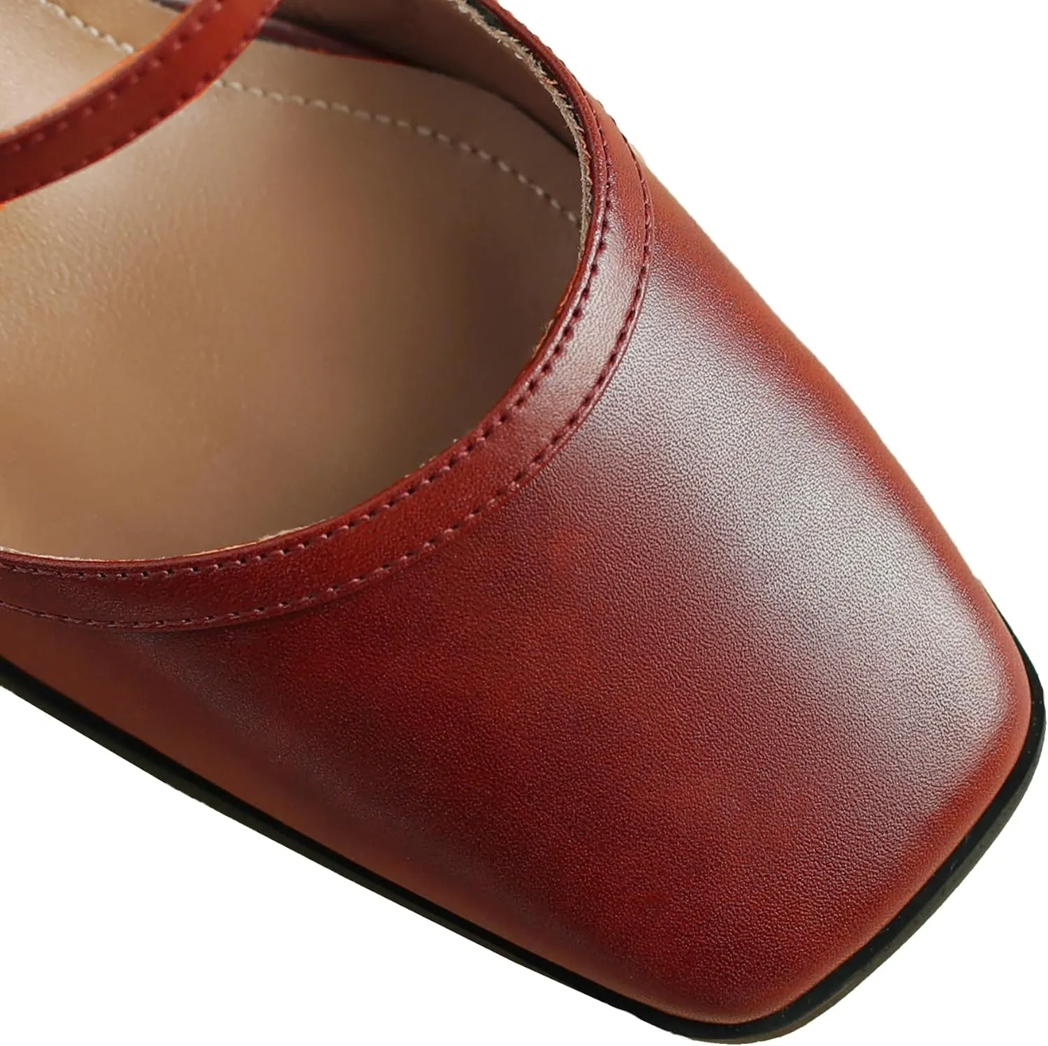 Women Slingback Mary Jane Pumps Square Closed Toe Ankle Strap Sandals Block Heels 2 inch Mid Thick Heel Sandal Dress Shoes Cut Out Buckle Double Strap Retro Elegant Matte 4-11 M US