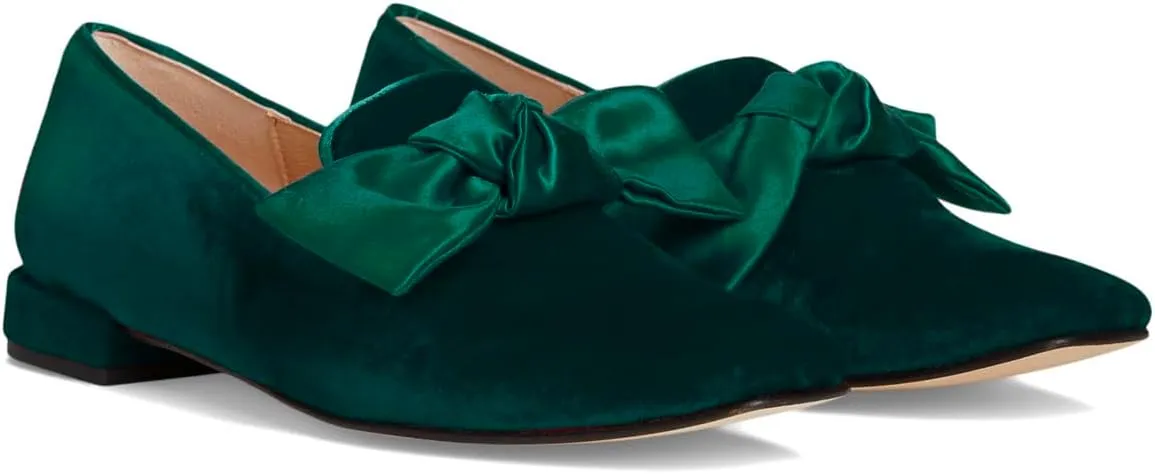 Women Velvet Bow Flats Closed Square Toe Slip On Flat Penny Loafers Comfort Bow-Knot Ballet Flats Office Ladies Work Flat Heel Dress Shoes Fashion Casual Club Driver Flats Fall 4-11 M US