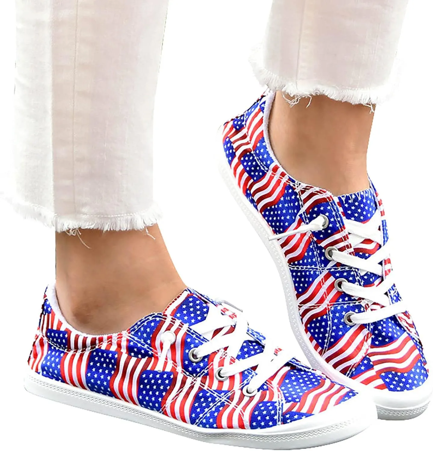 Womens Canvas Sneakers Low Top Lace Up Platform Slip-on Walking Shoes Fashion Flat Casual Shoes