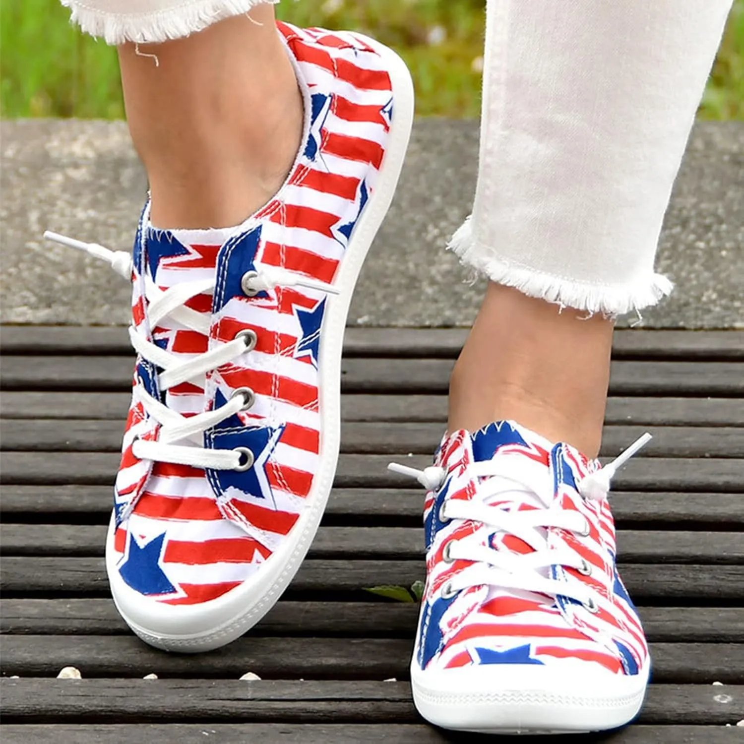 Womens Canvas Sneakers Low Top Lace Up Platform Slip-on Walking Shoes Fashion Flat Casual Shoes