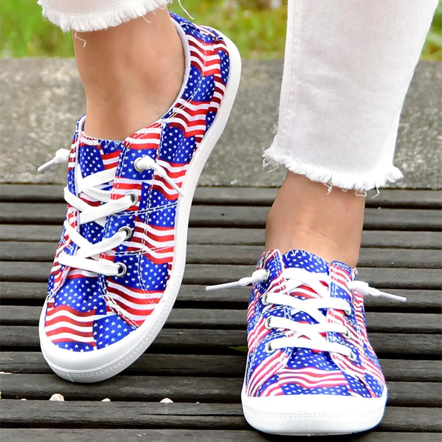 Womens Canvas Sneakers Low Top Lace Up Platform Slip-on Walking Shoes Fashion Flat Casual Shoes