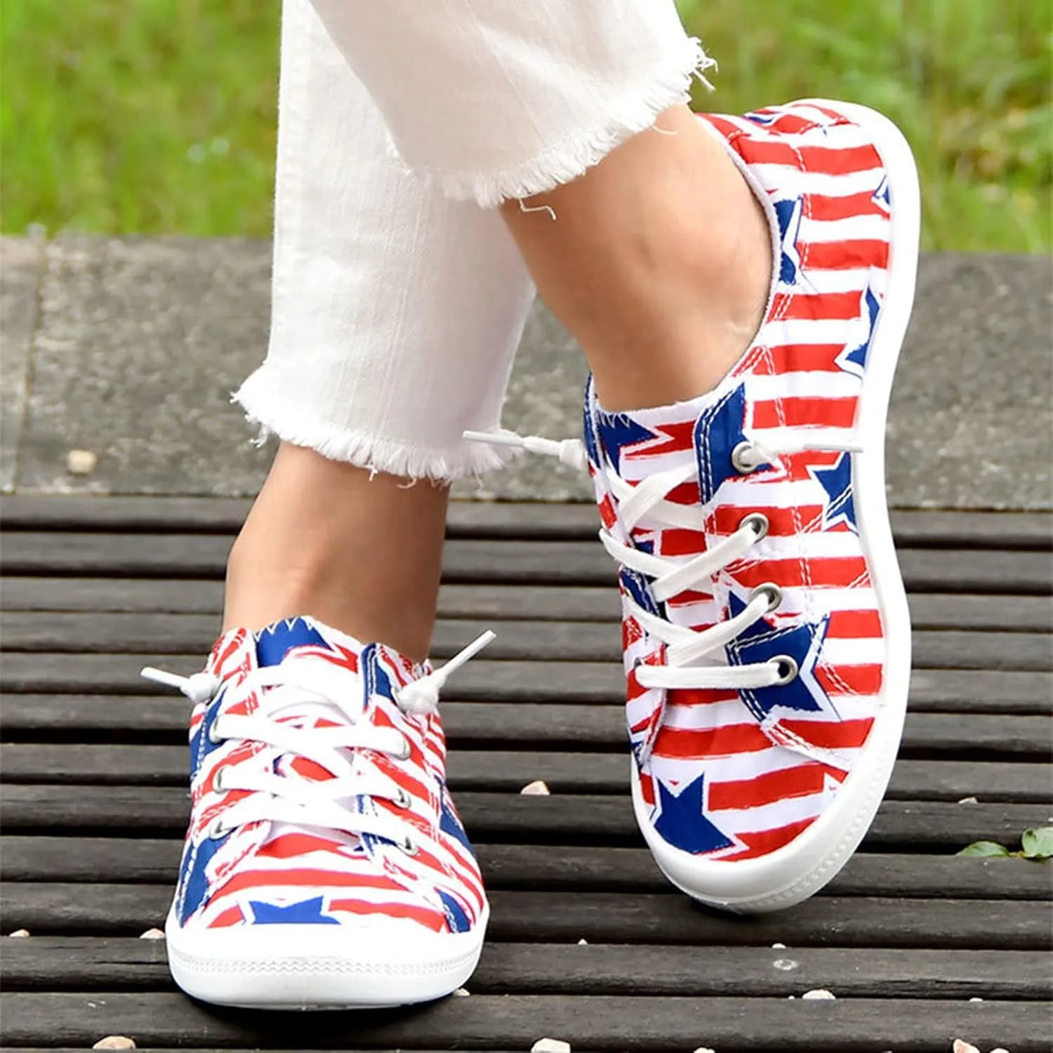 Womens Canvas Sneakers Low Top Lace Up Platform Slip-on Walking Shoes Fashion Flat Casual Shoes