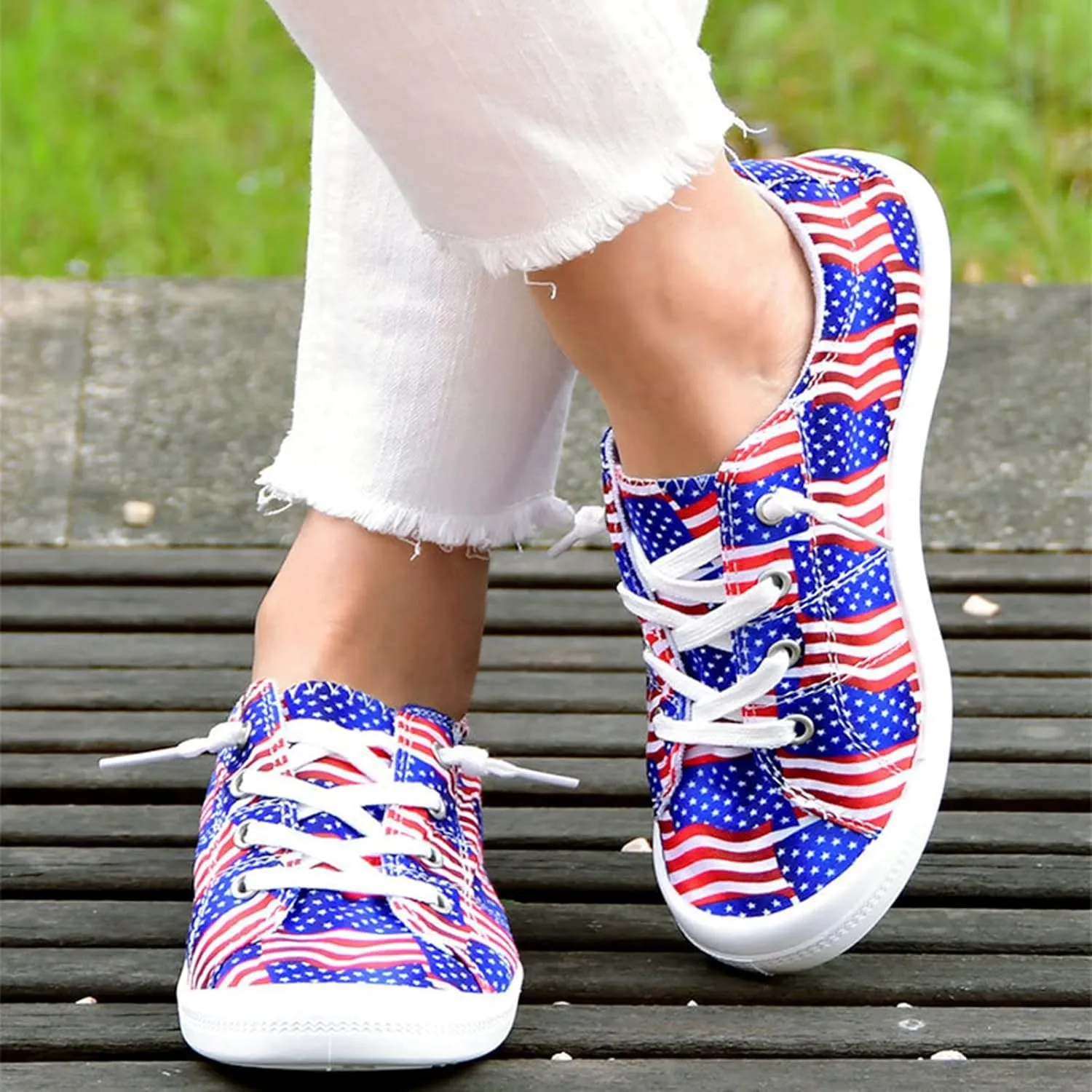 Womens Canvas Sneakers Low Top Lace Up Platform Slip-on Walking Shoes Fashion Flat Casual Shoes