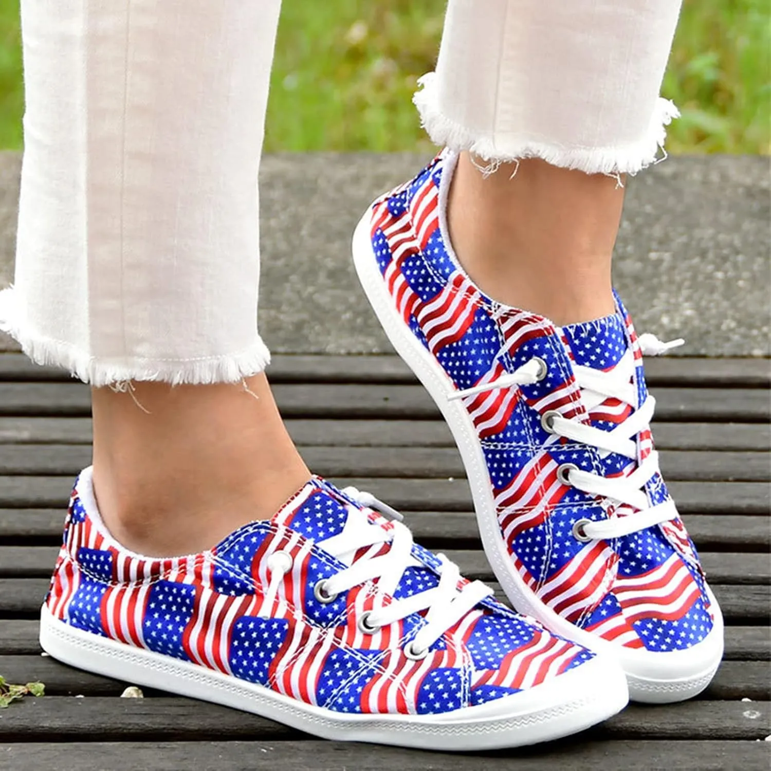 Womens Canvas Sneakers Low Top Lace Up Platform Slip-on Walking Shoes Fashion Flat Casual Shoes